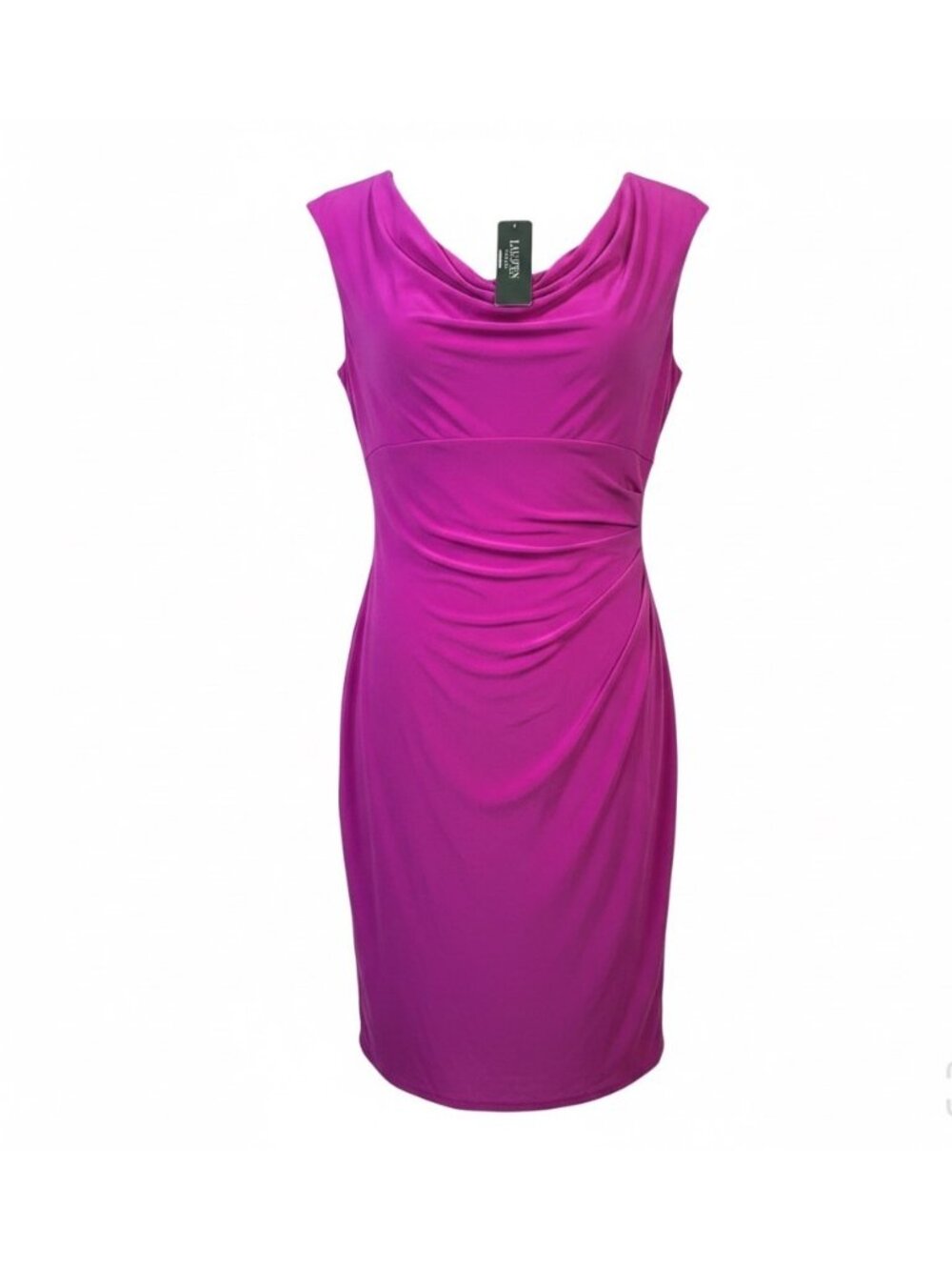 Lauren Ralph Lauren Womens Pink Cap Sleeve Drape Neckline Dress Size 14